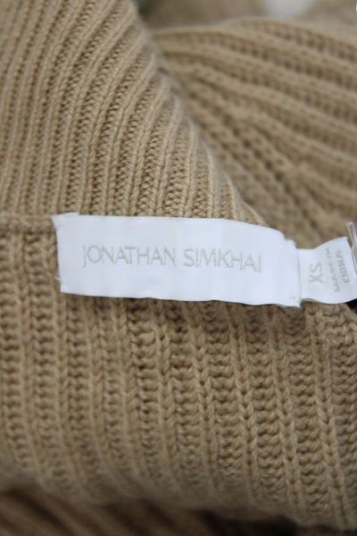 Jonathan Simkhai Women Beige Turtleneck Pullover Sweater Size XS