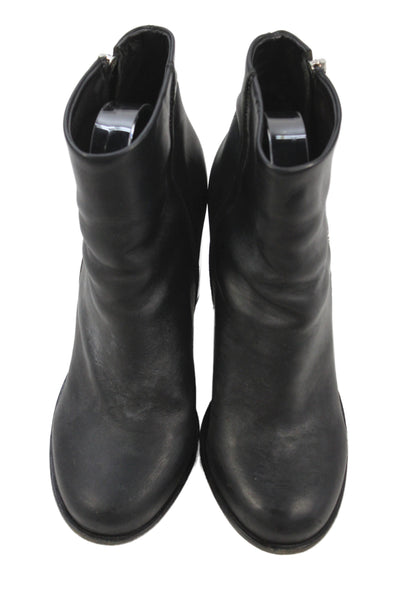 Rag & Bone Womens Leather Side Zip Block Heels Ankle Boots Black Size EUR 38.5