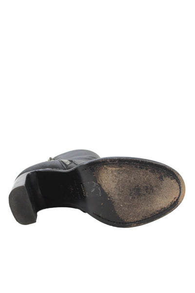 Rag & Bone Womens Leather Side Zip Block Heels Ankle Boots Black Size EUR 38.5