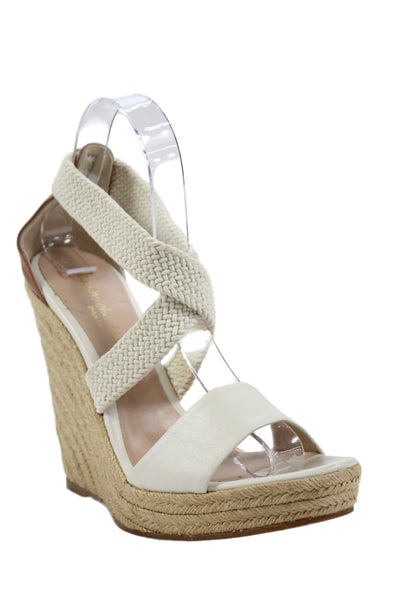 Jean Michel Cazabat Womens Espadrille Ankle Strap Wedge Heels Beige Size EUR 38