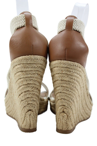 Jean Michel Cazabat Womens Espadrille Ankle Strap Wedge Heels Beige Size EUR 38