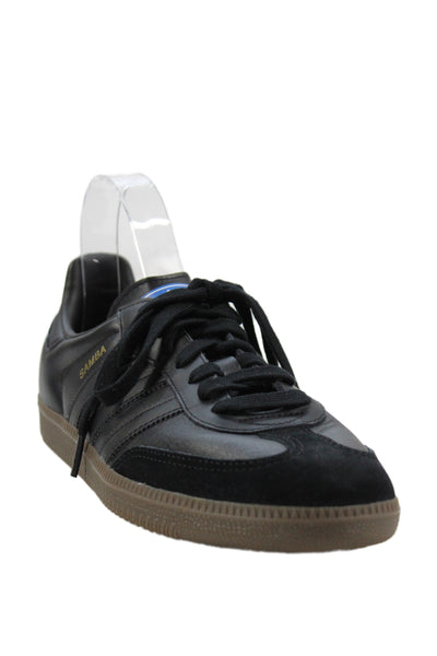 Adidas Mens Leather Striped Samba Low Top Sneakers Black Size 8
