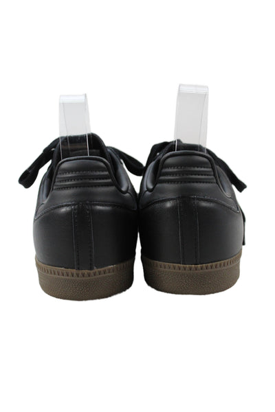 Adidas Mens Leather Striped Samba Low Top Sneakers Black Size 8