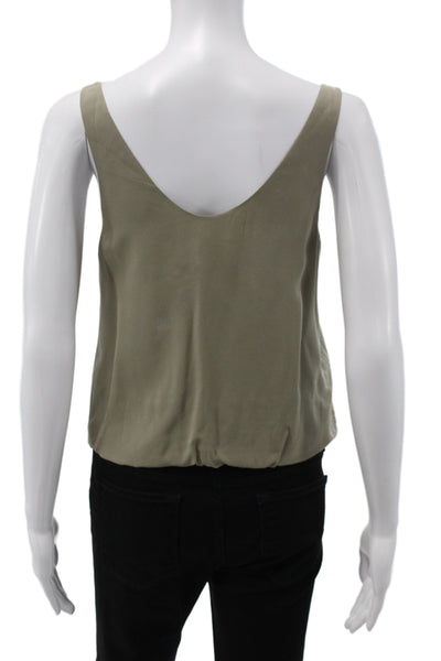 3.1 Phillip Lim Women Camisole Green Silk V-Neck Solid Sleeveless Size 0