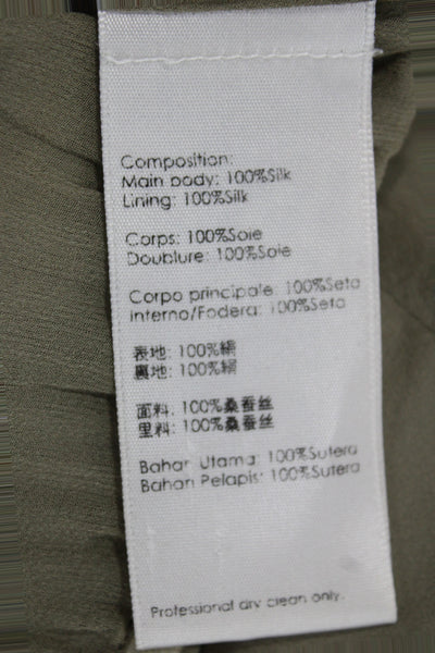 3.1 Phillip Lim Women Camisole Green Silk V-Neck Solid Sleeveless Size 0