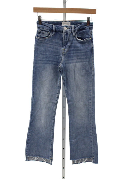 Frame Womens Cropped Mid Rise Blue Jeans Cotton Button Size 25