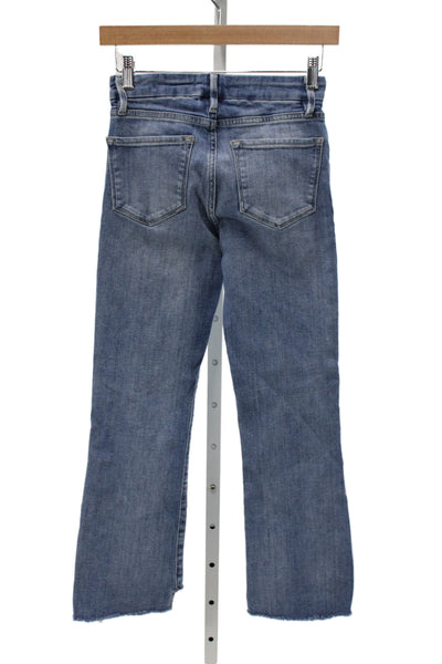 Frame Womens Cropped Mid Rise Blue Jeans Cotton Button Size 25
