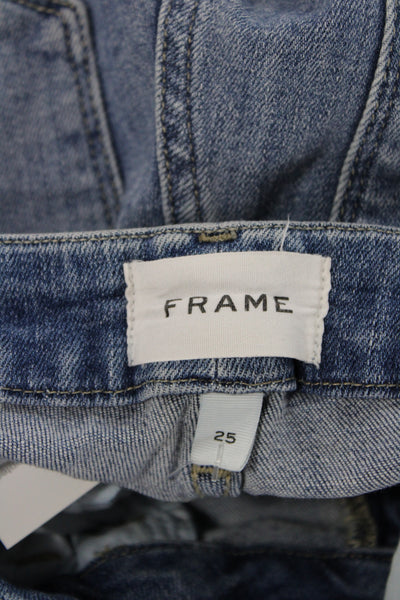 Frame Womens Cropped Mid Rise Blue Jeans Cotton Button Size 25