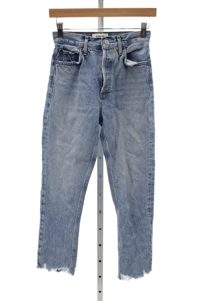 Agolde Women Straight Jeans Blue Mid Rise 25 Inseam Size 23