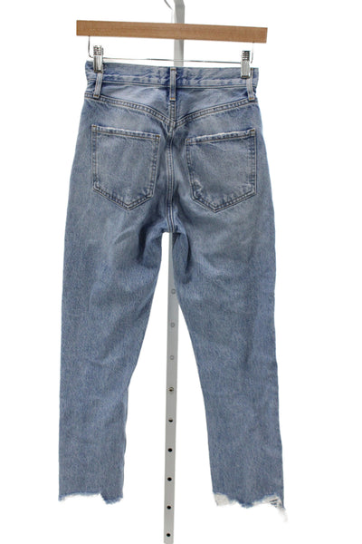 Agolde Women Straight Jeans Blue Mid Rise 25 Inseam Size 23