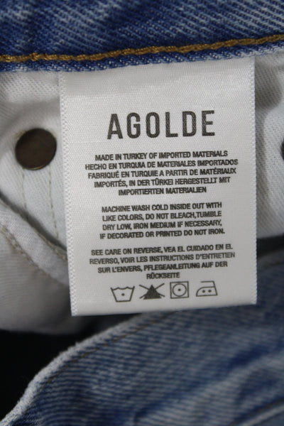 Agolde Women Straight Jeans Blue Mid Rise 25 Inseam Size 23
