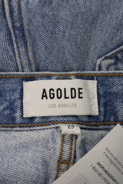 Agolde Women Straight Jeans Blue Mid Rise 25 Inseam Size 23
