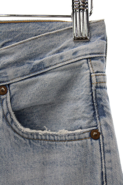 Agolde Women Straight Jeans Blue Mid Rise Button 100% Cotton Size 23