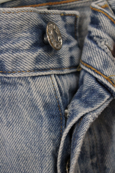 Agolde Women Straight Jeans Blue Mid Rise Button 100% Cotton Size 23