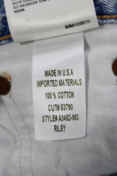 Agolde Women Straight Jeans Blue Mid Rise Button 100% Cotton Size 23