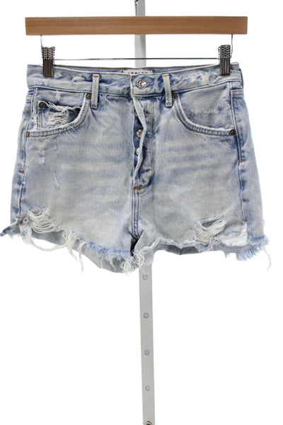 Agolde Women Cut-Off Button Denim Shorts Blue Cotton Size 25