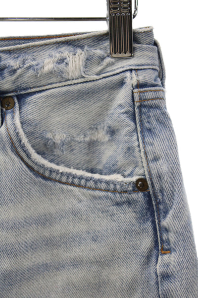 Agolde Women Cut-Off Button Denim Shorts Blue Cotton Size 25