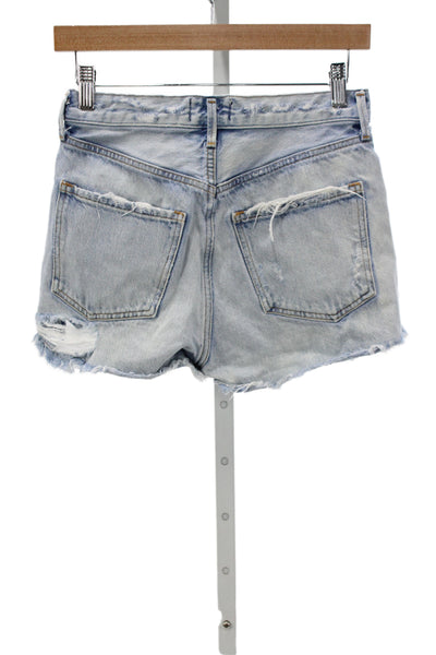 Agolde Women Cut-Off Button Denim Shorts Blue Cotton Size 25