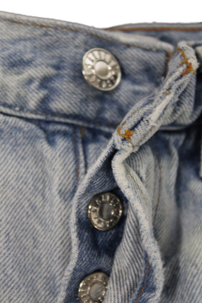 Agolde Women Cut-Off Button Denim Shorts Blue Cotton Size 25