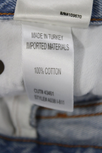 Agolde Women Cut-Off Button Denim Shorts Blue Cotton Size 25