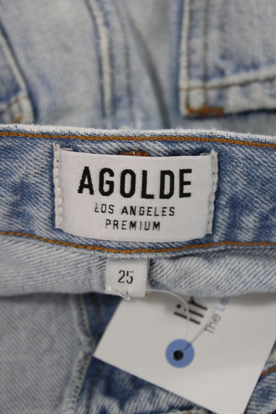 Agolde Women Cut-Off Button Denim Shorts Blue Cotton Size 25