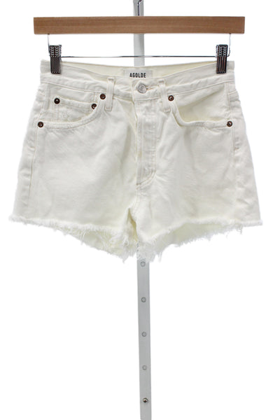 Agolde Women Cut-Off White Cotton Button Shorts Summer Size 23