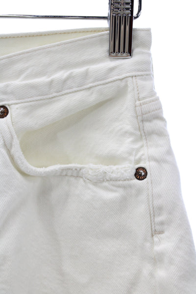 Agolde Women Cut-Off White Cotton Button Shorts Summer Size 23