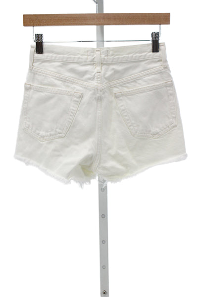 Agolde Women Cut-Off White Cotton Button Shorts Summer Size 23