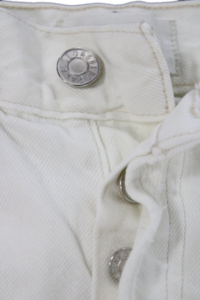 Agolde Women Cut-Off White Cotton Button Shorts Summer Size 23