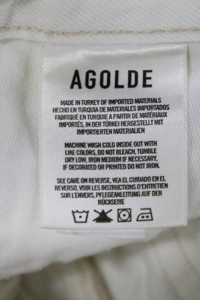 Agolde Women Cut-Off White Cotton Button Shorts Summer Size 23