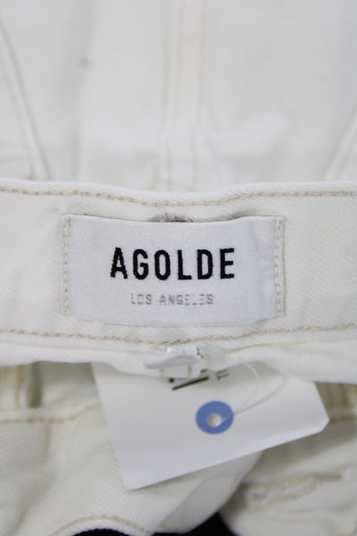 Agolde Women Cut-Off White Cotton Button Shorts Summer Size 23