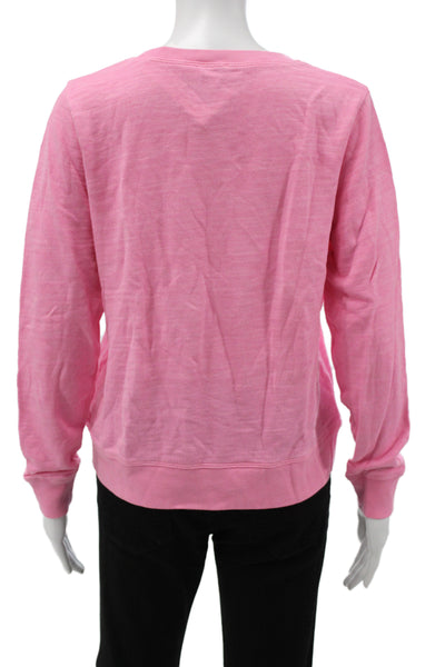 J Crew Women Basic Pink 100% Cotton Crew Neck Sweatshirt Long Sleeve Size S