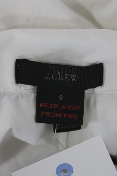 J Crew Womens Button Front Pajama Top White Cotton Collared Short Sleeve Size S