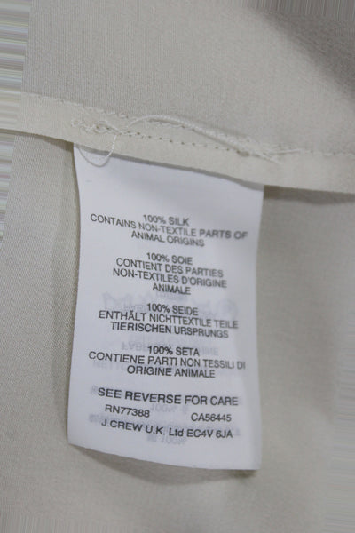 J Crew Womens Basic Silk V-Neck Long Sleeve Blouse Ivory Size 2