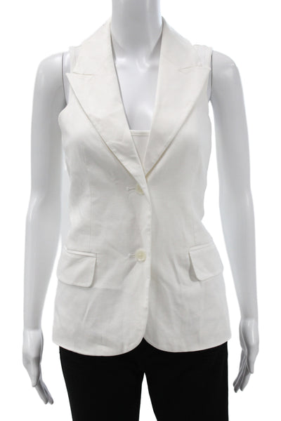 Banana Republic Womens Basic Vest White Linen Sleeveless Petite Size 2