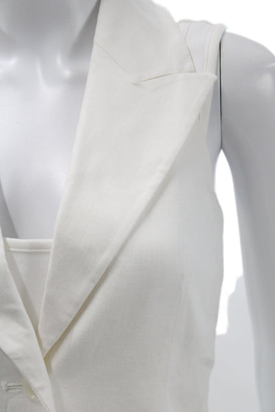 Banana Republic Womens Basic Vest White Linen Sleeveless Petite Size 2