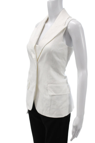 Banana Republic Womens Basic Vest White Linen Sleeveless Petite Size 2