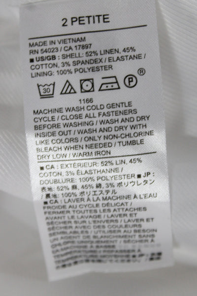 Banana Republic Womens Basic Vest White Linen Sleeveless Petite Size 2