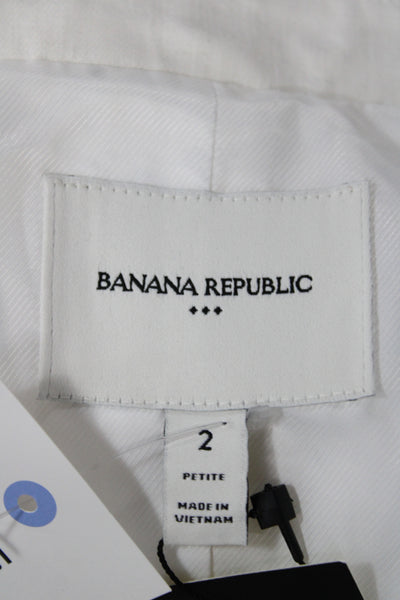Banana Republic Womens Basic Vest White Linen Sleeveless Petite Size 2
