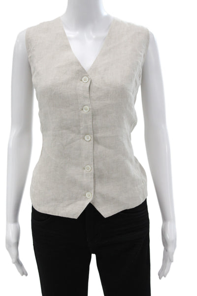 J Crew Women Beige Linen Sleeveless Vest Plus Size 22