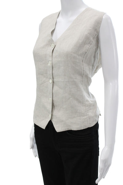J Crew Women Beige Linen Sleeveless Vest Plus Size 22