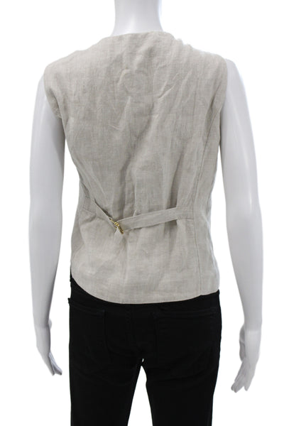 J Crew Women Beige Linen Sleeveless Vest Plus Size 22