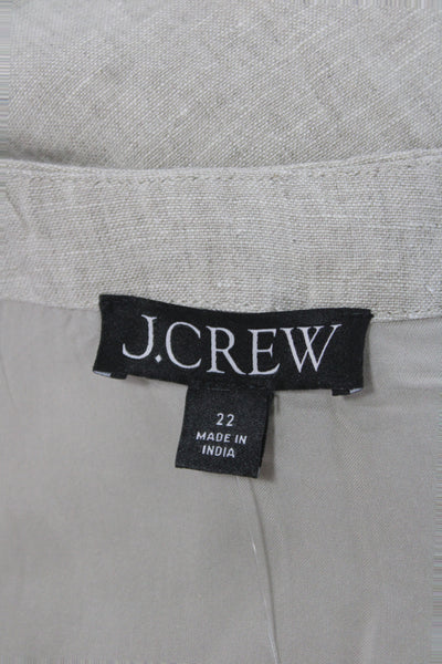 J Crew Women Beige Linen Sleeveless Vest Plus Size 22