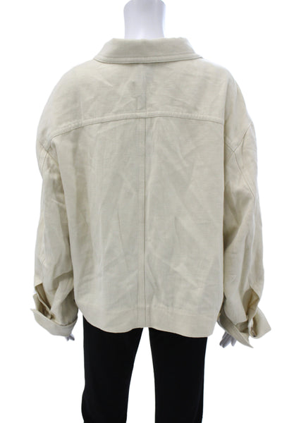 Vince Womens Basic Jacket Beige Button Long Sleeve Organic Cotton Size 2X