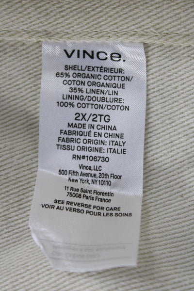 Vince Womens Basic Jacket Beige Button Long Sleeve Organic Cotton Size 2X