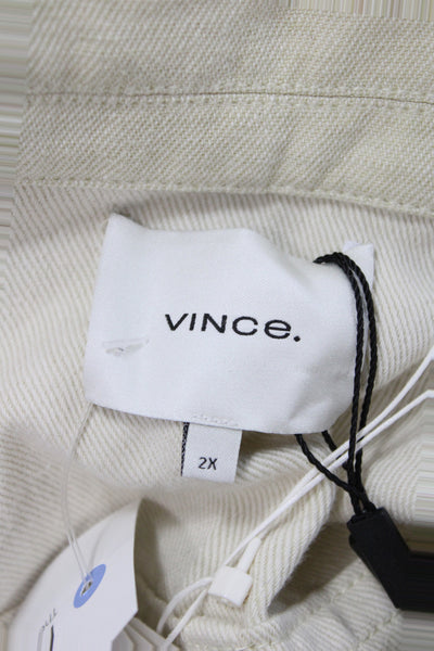 Vince Womens Basic Jacket Beige Button Long Sleeve Organic Cotton Size 2X