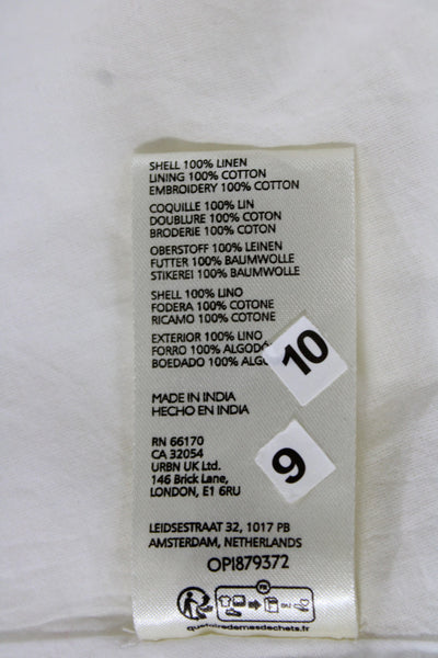 Anthropologie Women Maxi Dress White Linen Square Neck Sleeveless Boho Size 2X