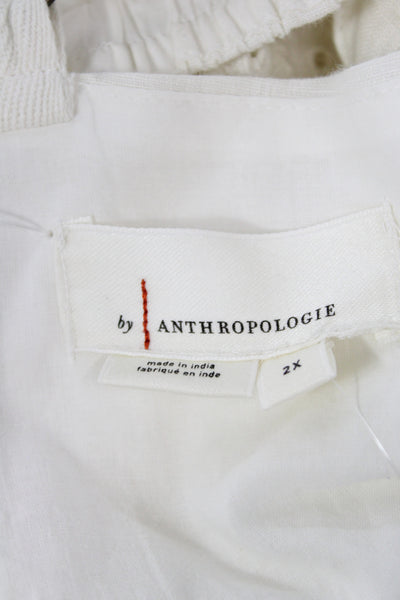 Anthropologie Women Maxi Dress White Linen Square Neck Sleeveless Boho Size 2X