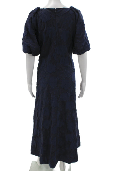 Tanya Taylor Womens Blue Floral V Neck Short Sleeve Maxi Dress Size 22