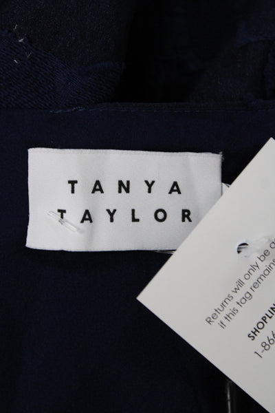 Tanya Taylor Womens Blue Floral V Neck Short Sleeve Maxi Dress Size 22